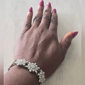 Macy's Snowflakes Silver Bracelet Rhinestones Women New